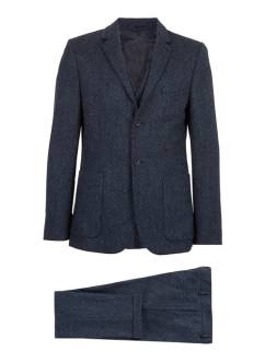 Blue marl herringbone fabric